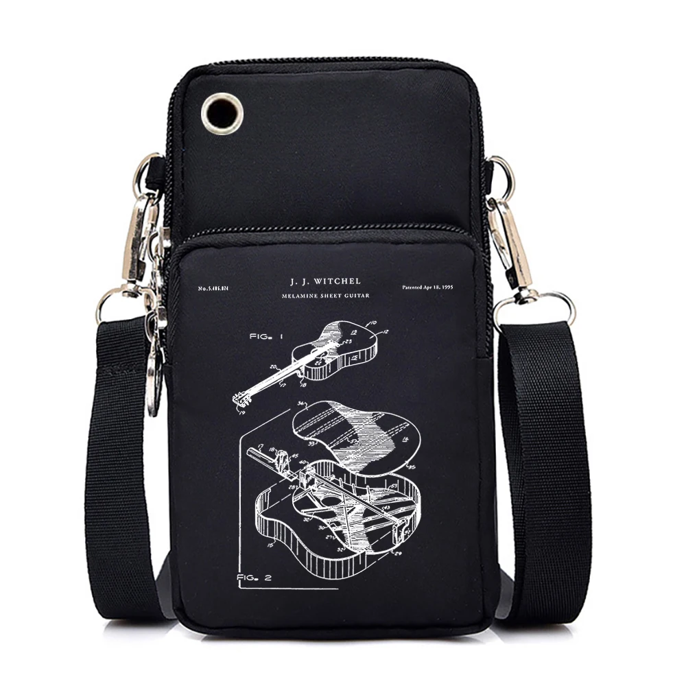 Guitar Lover Gift Women Mobile Phone Bag Colourful Guitar Print Funny Crossbody Bags for Women Horse Pouch Case Handbag Purse