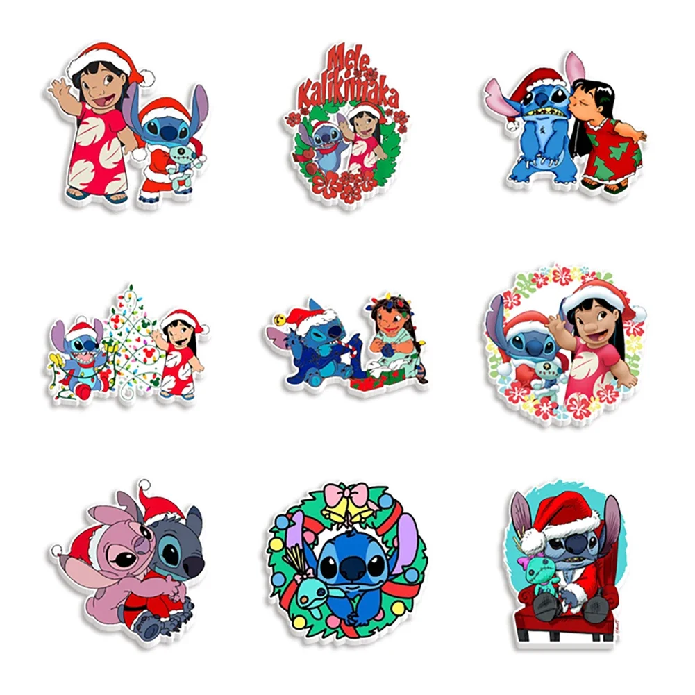 

10 Pcs/lot Disney Stitch Flatback Popular Character Acrylic Planar Christmas Tree Resins For DIY Bows Party Gifts