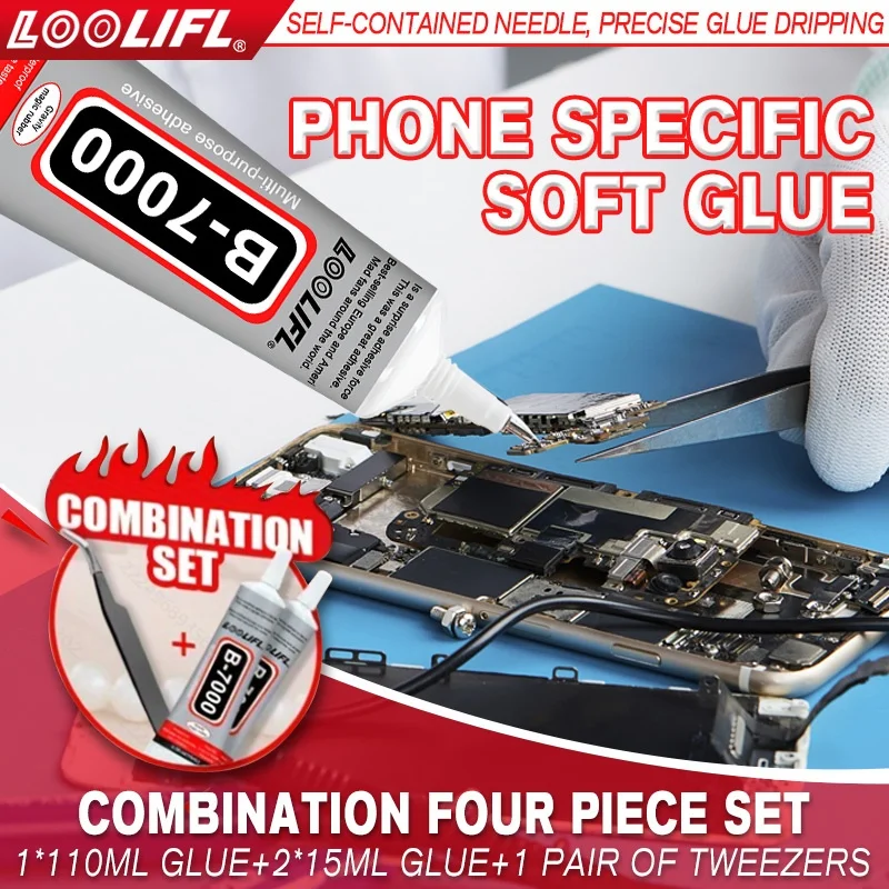 B7000 pegamento de mantenimiento de teléfono móvil, pegamento de joyería, transparente no amarillo, desmontable, adecuado para la tela plástico cuero y otros materiales, adecuado para el mantenimiento de teléfono móvil