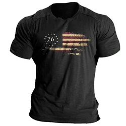 Vintage America Flag Men O-Neck T-shirts Oversize S-4XL Short Sleeve Street Wear Loose Fit Fitness Workout T shirt For Men