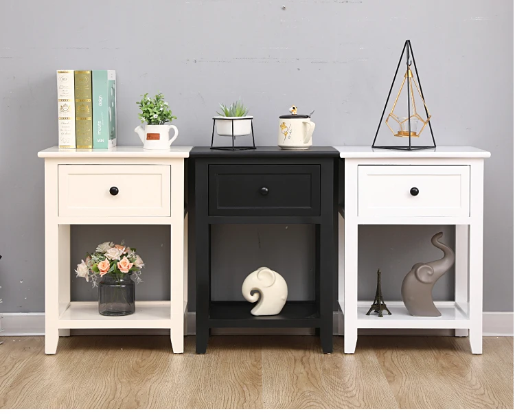 !@Children Night Stands White Furniture Modern Design Mirror Bedroom Bedside Table French Provincial Nightstand