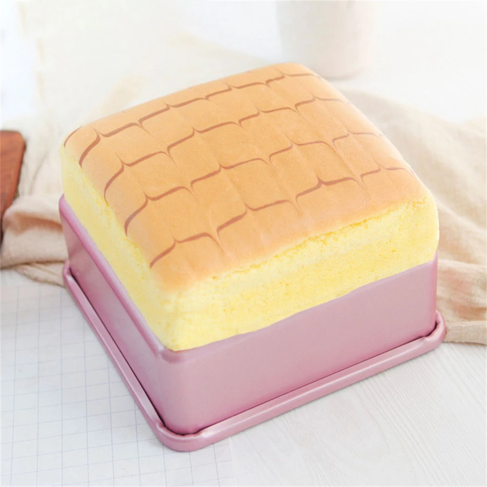 CHEFMADE Pink 8 Inch Square Baking Pan Deep Dish Tray Nonstick Brownie Cake Pan Bread Toaster Oven Tray Cheesecake Oven Mold