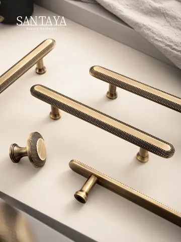 Santaya Knurled Grid Antique Brass Kitchen Cabinet Handle Bronze Pulls Kitchen Cabinets T Bar Pull Hardware Cupboard Drawer Knob