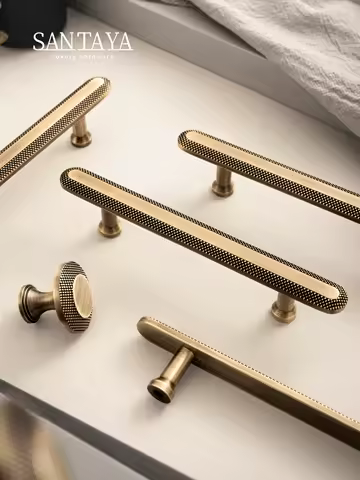 Santaya Knurled Grid Antique Brass Kitchen Cabinet Handle Bronze Pulls Kitchen Cabinets T Bar Pull Hardware Cupboard Drawer Knob