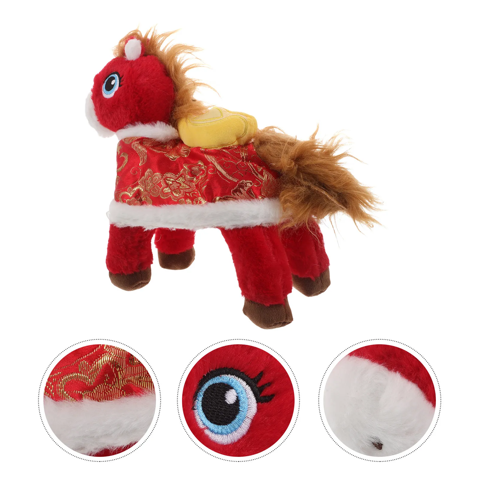 

2026 Year of The Horse Stuffed Animal Chinese Zodiac Inspired Red Decorative Figure for Lunar New Year Home Nursery Bedroom