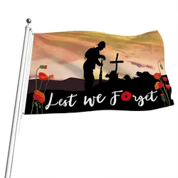Flag ANZAC Poppy Remembrance Day Flag Polyester with Brass Grommets Memorial Gift Flag Adult for Indoor and Outdoor Decoration
