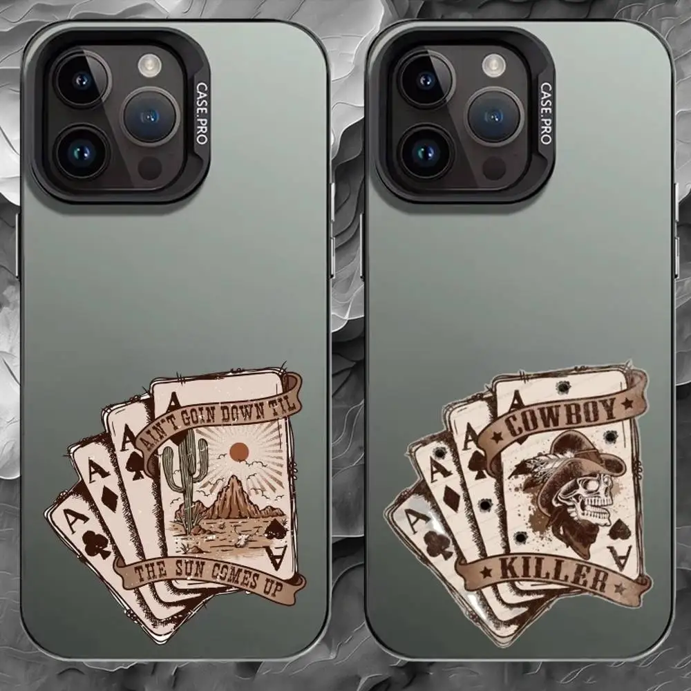W-Western Vintage Phone Case For iPhone 17 16 15 14 13 12 11 Pro Max Plus Silver Matte Black Cover