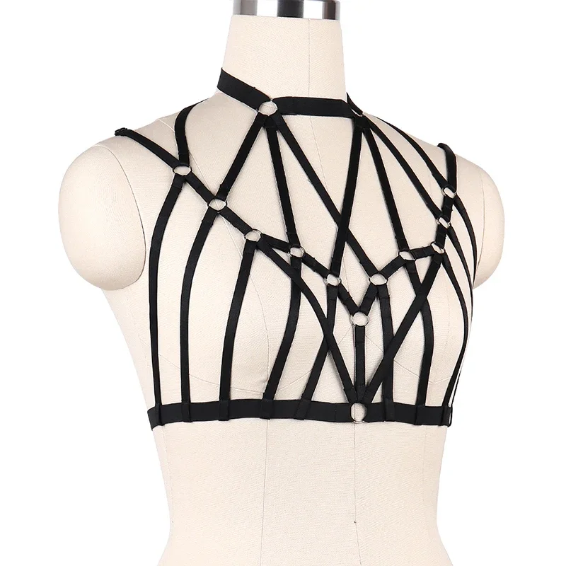 Hanaernes Fashion Punk Kleding Vrouwen Body Harnas Set Bdsm Bandage Huwelijksbescherming Pastel Gothic Bustier Crop Top