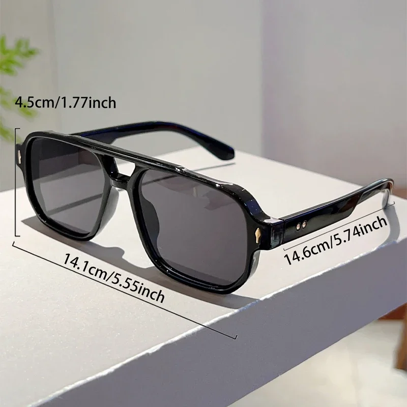KAMMPT Vintage Rectagnle Sunglasses Men Fashion Double Bridge Square Candy Color Rim Shades Women Chic Korean Style Sun Glasses