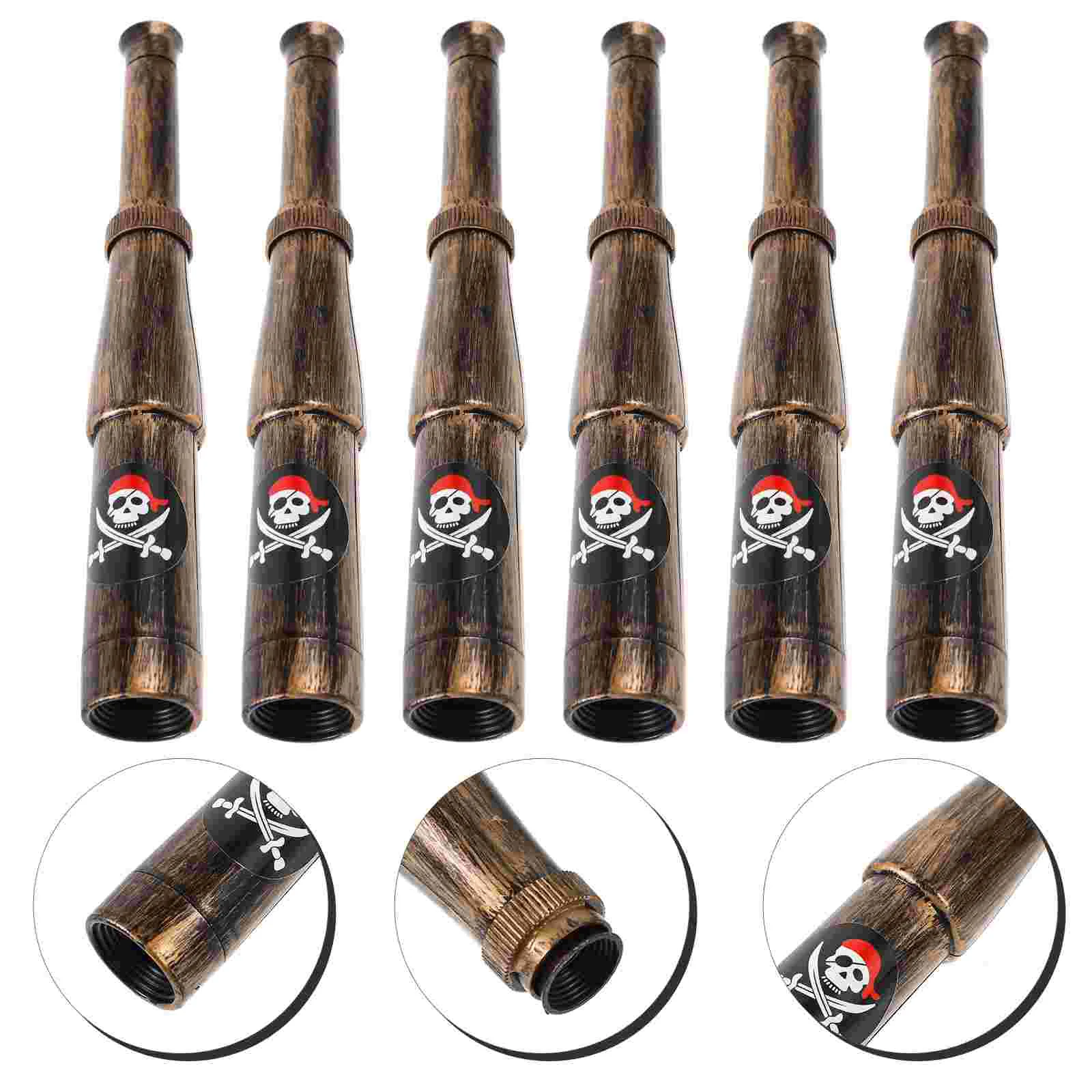 

6 Pcs Pirate Telescope Portable Theme Party Props Painted Small Telescopic Bronze 6pcs Favor Plastic Telescopes Child