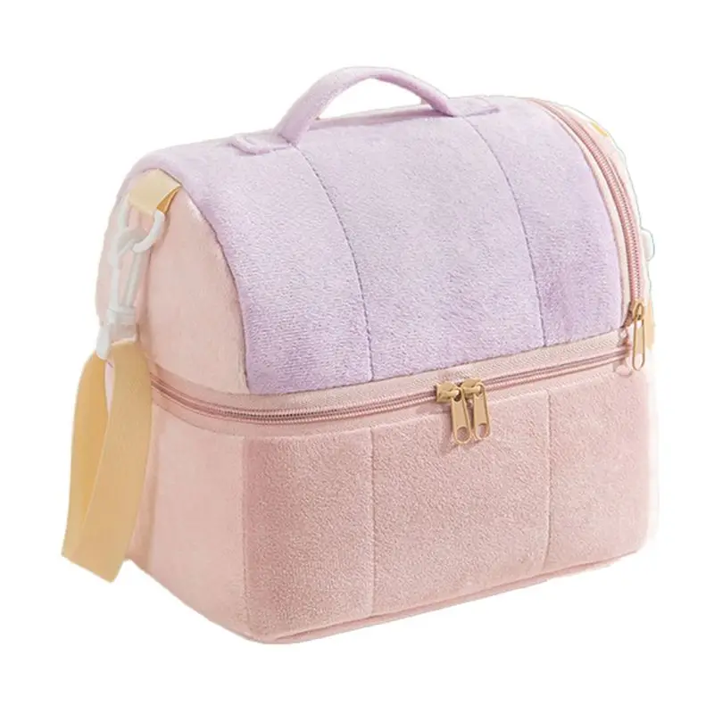 M12K-Insulated Lunch Bag Reusable Lunch Box Cute Toast Leakproof Cooler Food Lunch Tote Bags With Adjustable Shoulder Strap