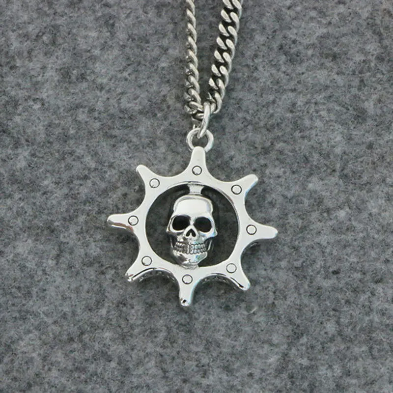 Handsome Gear Skull Pendant S925 Sterling Silver Euro American Street Hip Hop Men's and Women's Personalized Trendy Necklace Tre