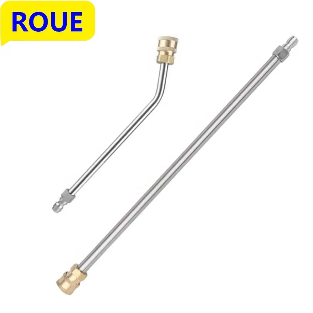 

2 Pcs Pressure Washer Extension Wands Straight + Curved Rods With 1/4" Quick Connect Plug For Wall Roof Car Washing Cleaning