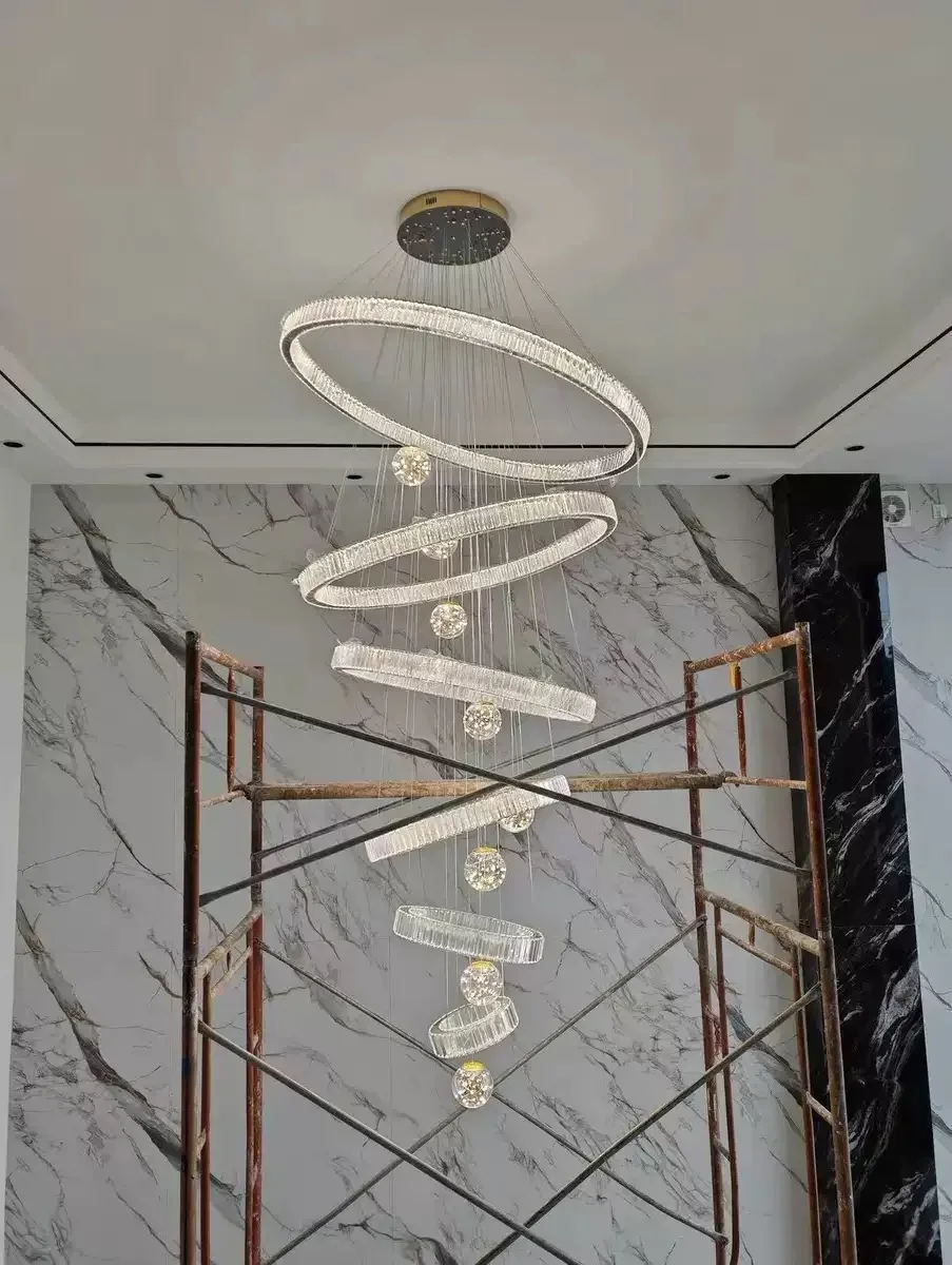 JYLIGHTING High-End Modern Luxury LED Crystal Chandelier American Design For Hotels And Living Rooms Huge Pendant Lights