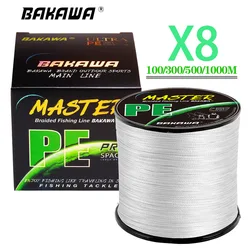 BAKAWA X8 Pe 편조 낚싯줄, 잉어 멀티필라멘트 플라이 와이어, 일본 바닷물 1000M 500M 300M 100M 22LB-90LB