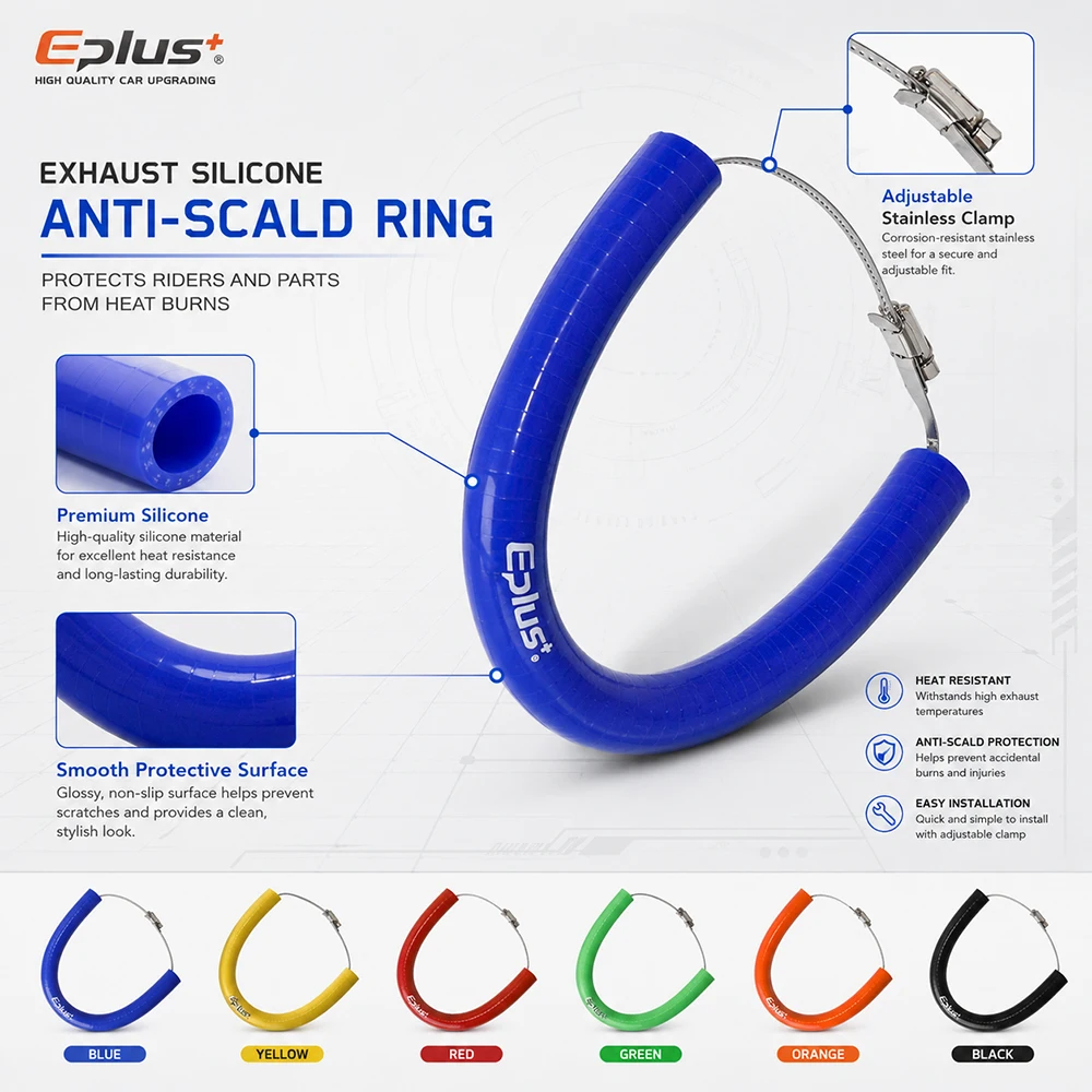 Universeller Motorrad-Auspuff-Schalldämpfer-Schutzring Silikon-Hitzeschutz Anti-Verbrühungs-Schutz für Yamaha Honda Kawasaki Suzuki KT – Detail 2