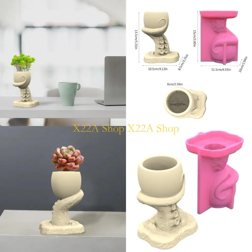 

Unique Geometric Octopus Antenna Gypsum Silicone Molds Storage Box Mold for Making Plant Pot Flower Pot Pen Holder