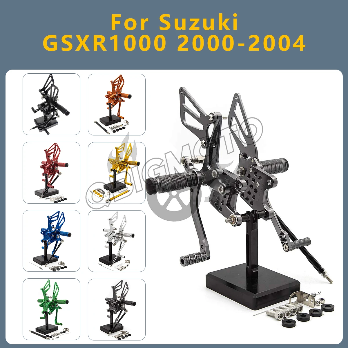 

Motorcycle Rearset Foot Pegs Pedal Footrests Fully Adjustable Foot Boards CNC For Suzuki GSXR1000 2000-2004 GSXR 1000 Rear Set