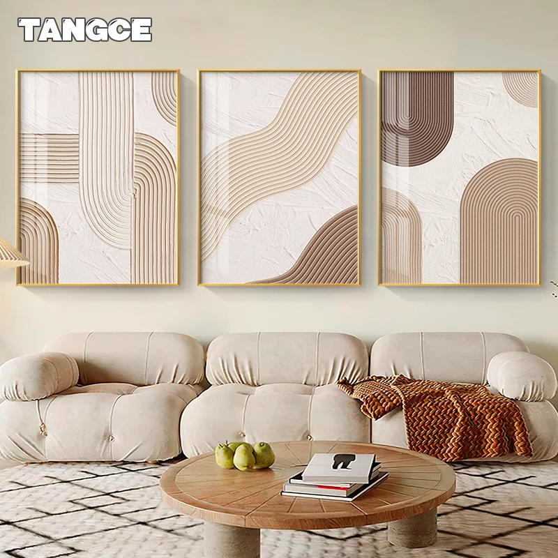 Modern Nordic Beige Orange Lines Posters Prints Minimalist Wall Painting Canvas Pictures Bedroom Living Room Wall Art Decoration