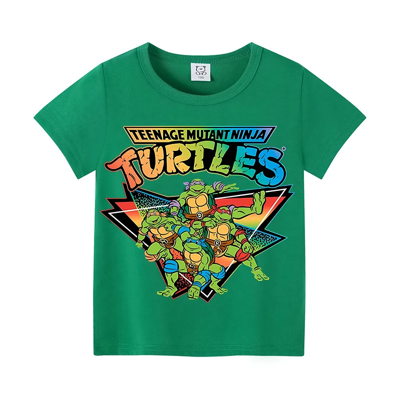 Teenage Mutant Ninja Turtles Short Sleeve Boy Summer Round Neck Green T Shirt Baby Cotton Tees Shirts Children Cartoon Clothes view 4