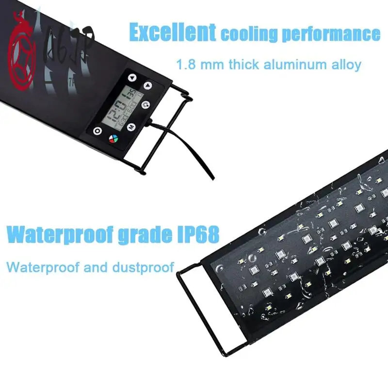 

A67P-Аквариум 24/7 Полный спектр освещения Светодиодный светильник для украшения аквариума Лампа для роста водных растений IP68 Водонепроницаемый