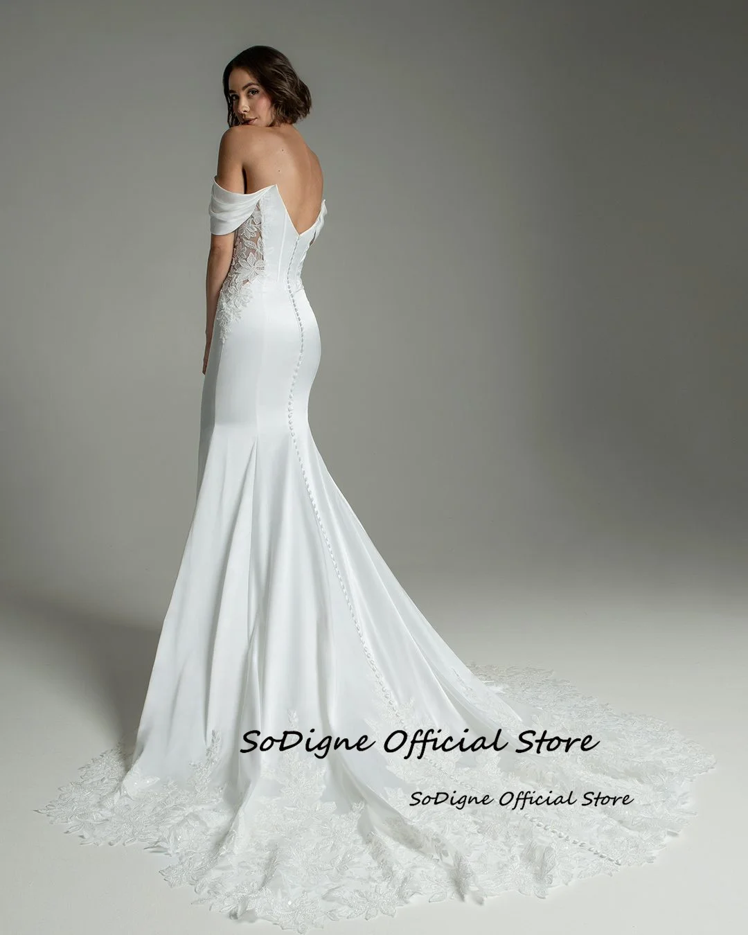 SoDigne Mermaid Satin Wedding Dresses Sleeveless Off Shoulder Applique Bridal Dress 2026 Bride Gown Vestidos De Novia Customized