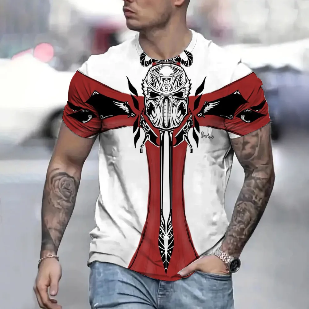 

Футболка мужская Ретро с рисунком рыцарей и темпларов, Повседневная Уличная одежда с 3D принтом, топ с коротким рукавом для пар, лето 2024