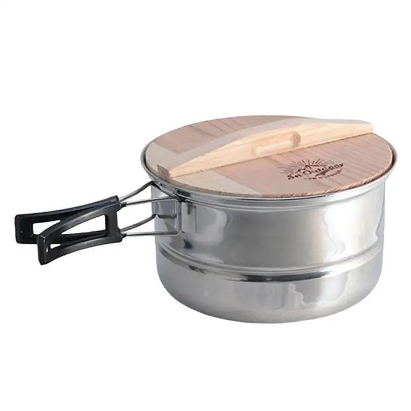 Steamer Pot For Cooking Cooking Pot Multi Layer With Wooden Lid Stainless Steel Bun Steamer Portable Titanium Pot