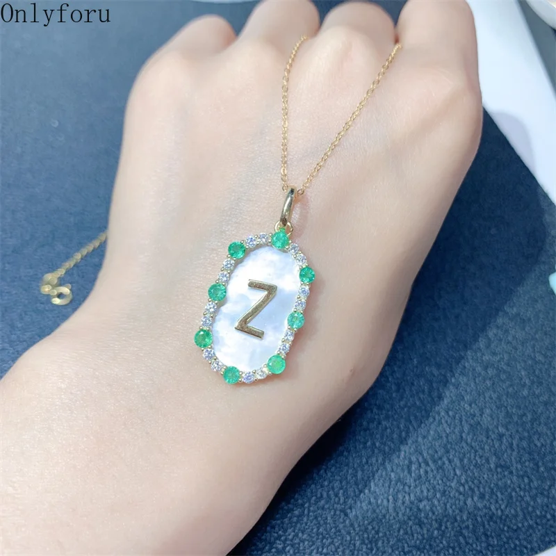 YULEM  Jewelry Small Emerald Pendant for Daily Wear 3mm Real Emerald Necklace Pendant 925 Silver Emerald Jewelry Gift for Woman