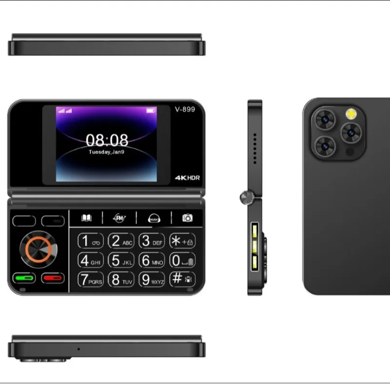 

V-899 rollover folding mobile phone, non-intelligent 2G foreign language machine