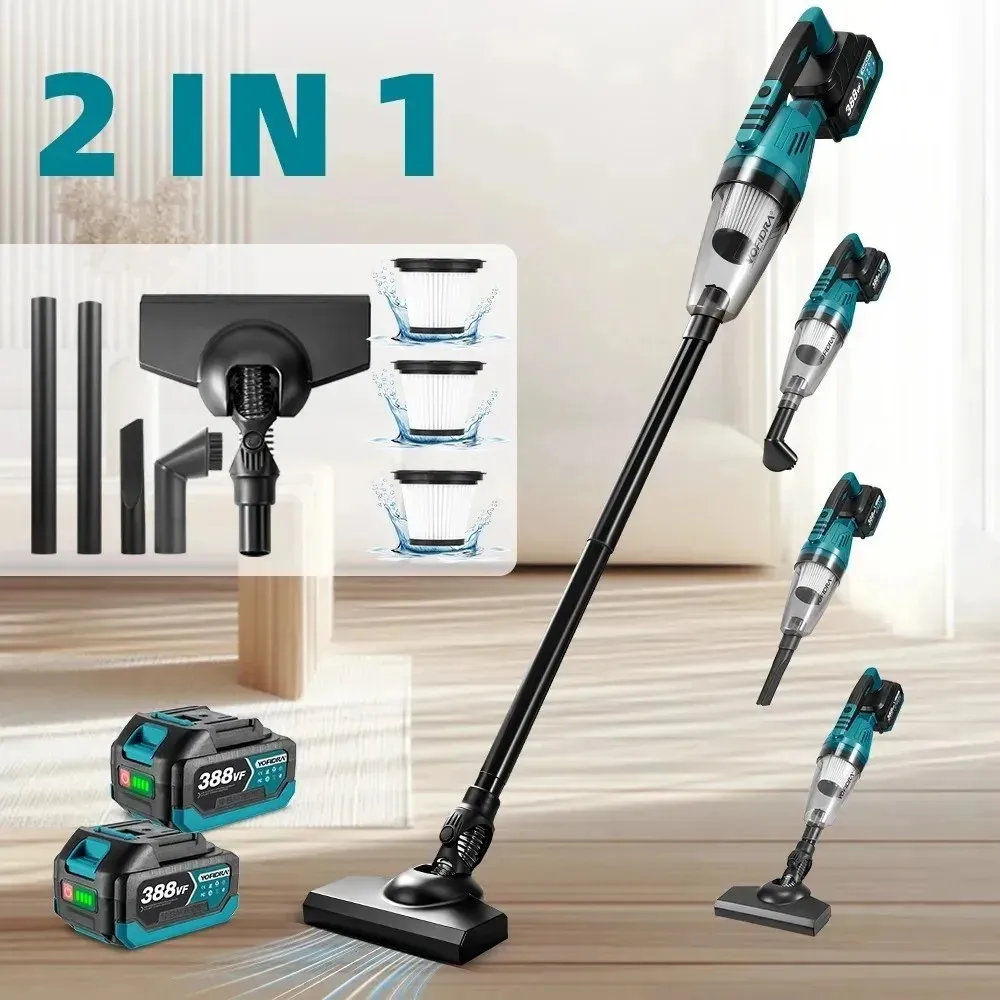 YOFIDRA 2 IN 1 Elektrischer Akku-Staubsauger, tragbar, wiederaufladbar, Haushaltsreinigung, Elektrowerkzeug für Makita 18 V Akku-Pin