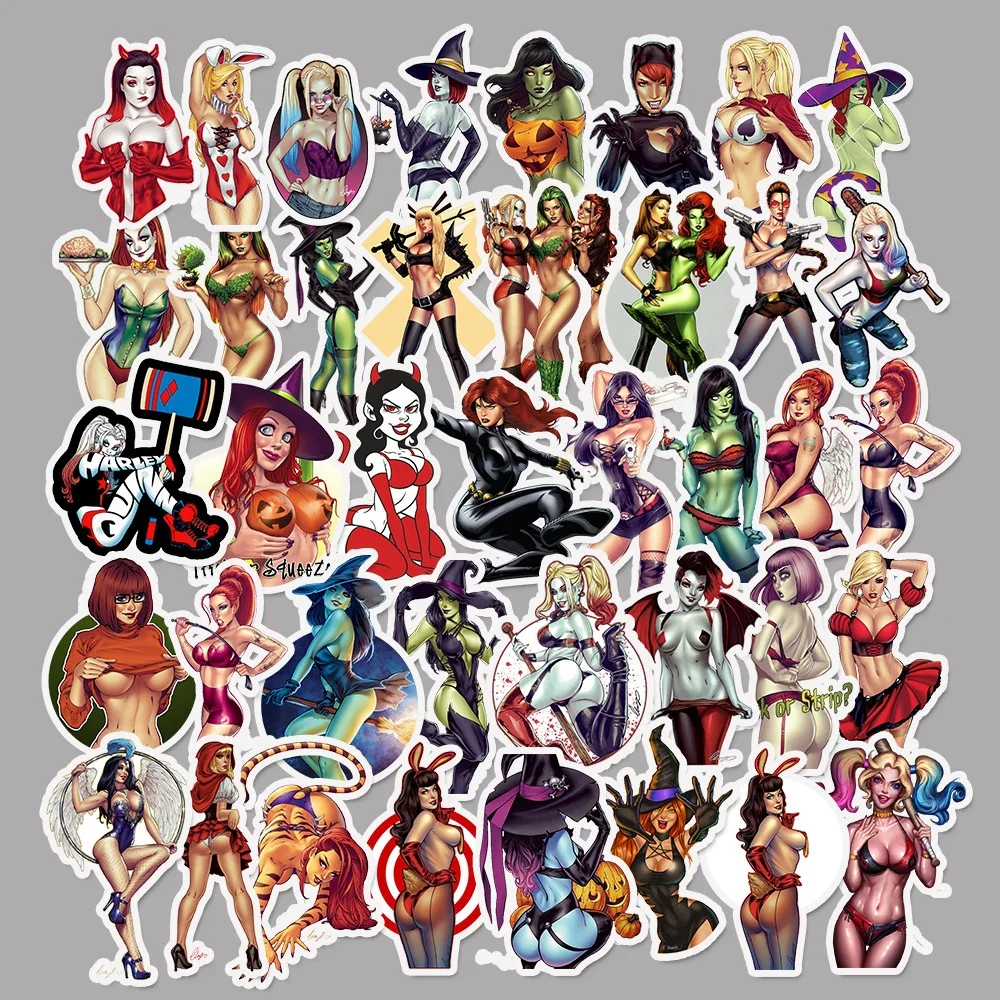 50pcs Sexy Beauty Devil Demon Girls Stickers Devil Girl Graffiti Stickers for DIY Luggage Laptop Skateboard Bicycle Stickers