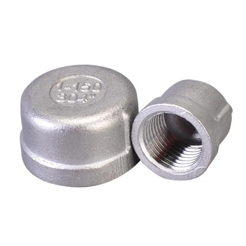 304 Stainless Steel Internal Thread Pipe Cap Plug Explosion-Proof Inner Wire Connector for Commercial Gas Pipeline Use