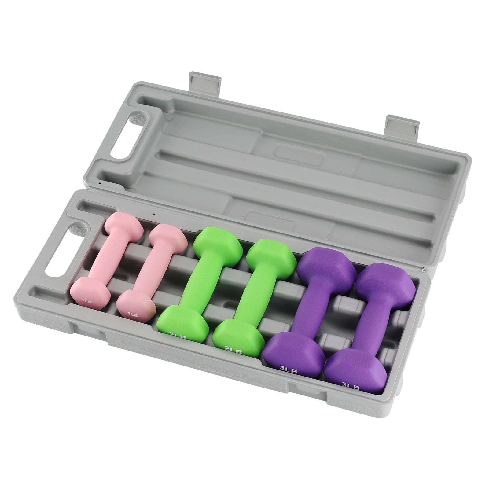Sechseckiges PVC-beschichtetes Hantelset – Rutschfeste, rutschhemmende Handgewichte für das Home-Gym – Neopren-Griff, kompakte Aufbewahrung – Perfekt für Krafttraining & Fitness – Enthält 3 Paare mit