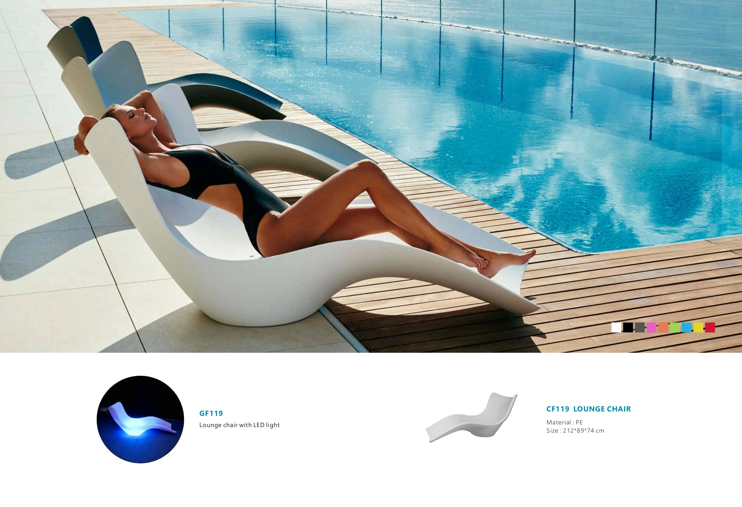 Pool Lounge Chairs Set of 2 In-Pool XGC Patio In-Water Sun Lounger For Hotels