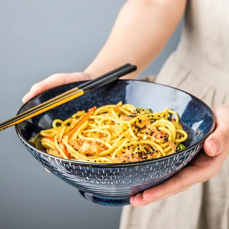 LingAo-Cuenco de cerámica para restaurante en casa, ramen, sopa, ensalada, cuenco