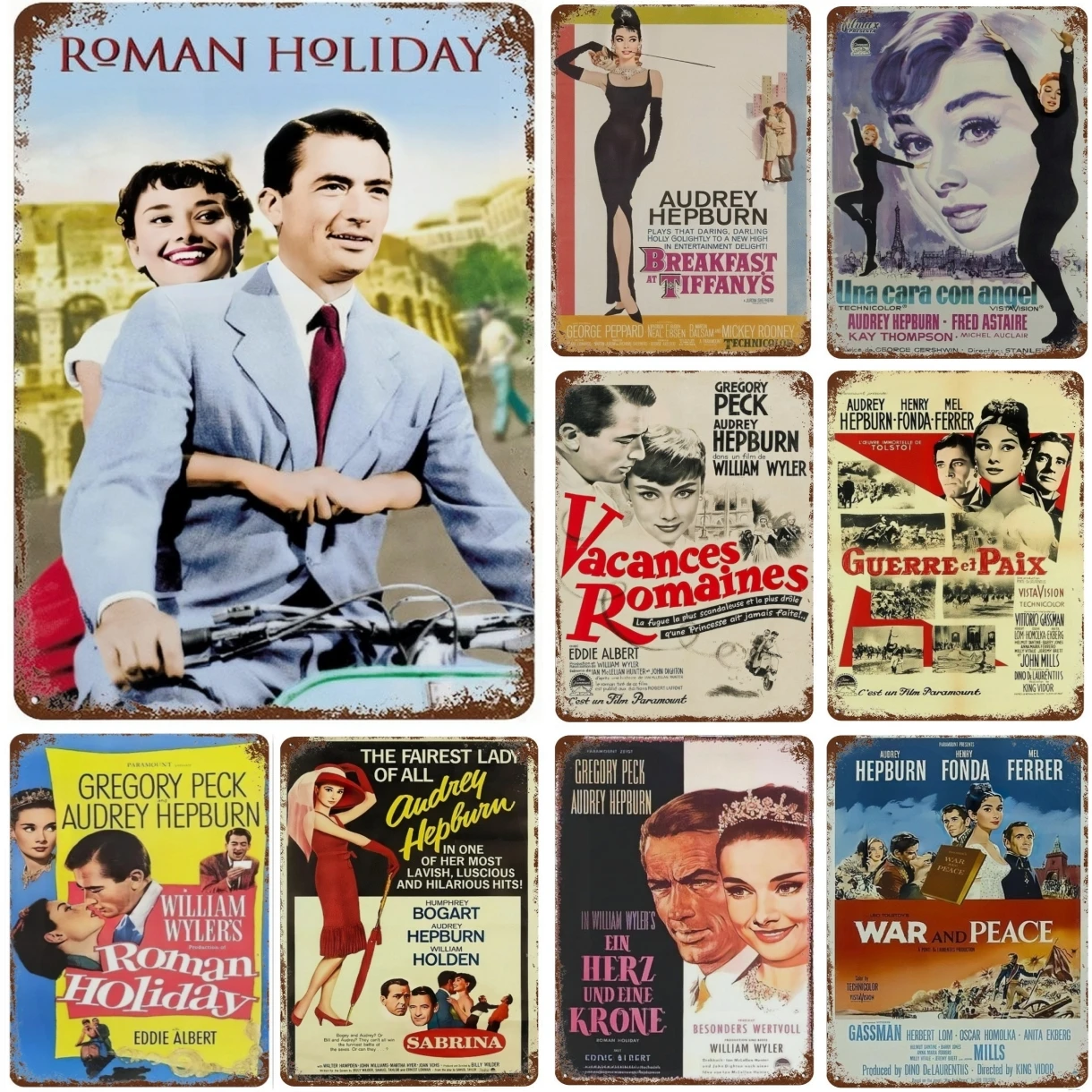 Roman Holiday Classic Film Metal Sign Old Movie Metal Plaque Poster Vintage Wall Plate  Bar Club Wall Decor Retro Home Decor