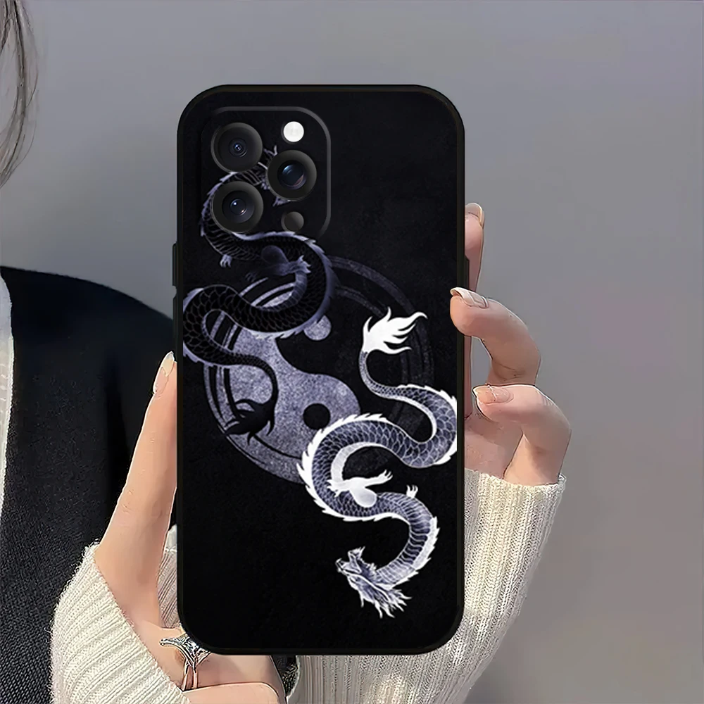 Tai Chi Moon Art Yin Yang Tree Cool Fashion Phone Case for iPhone 12 11 14 15 13 16 Max Plus Pro Black Soft Silicone Cover