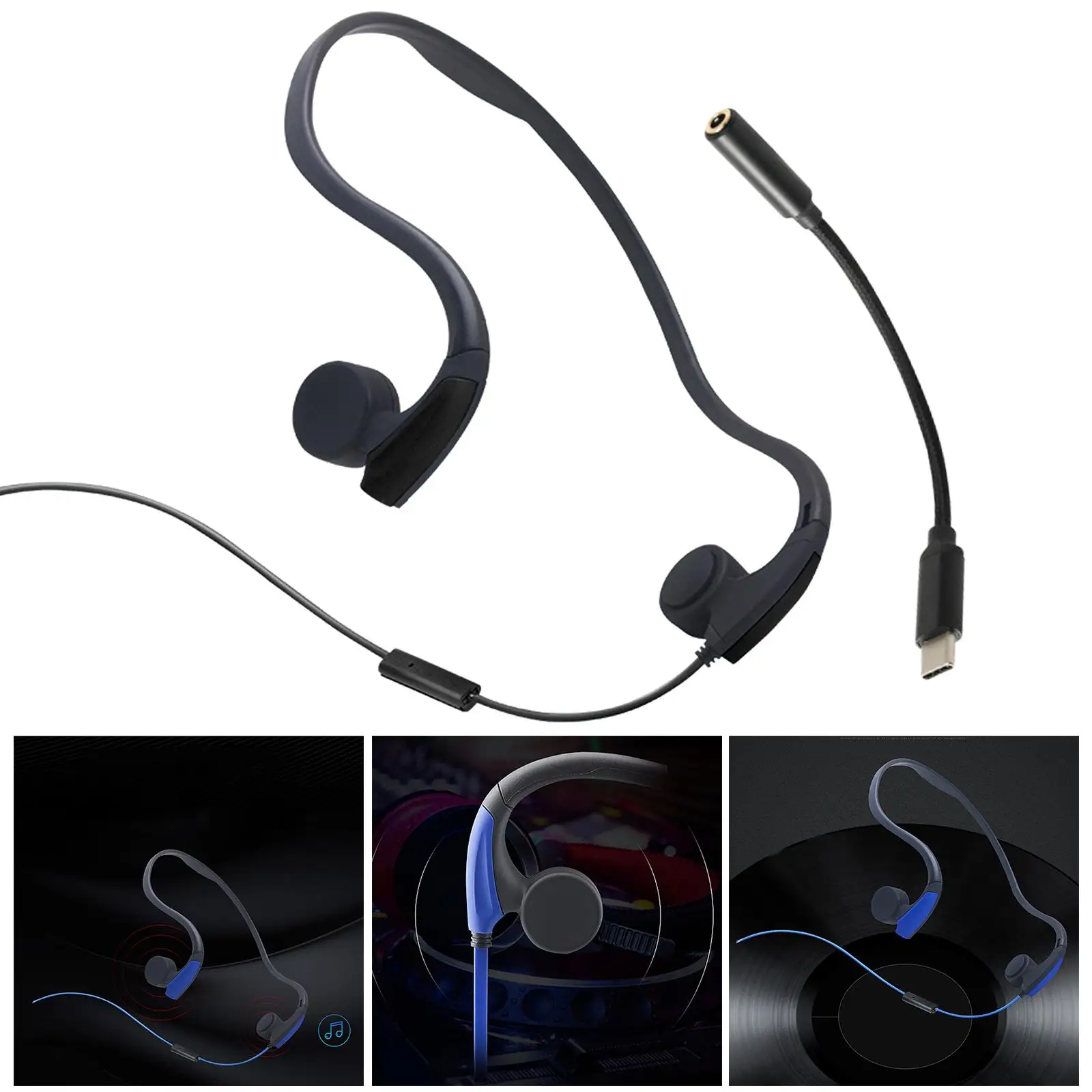 W/ Cable Conduction Headset Voice Control Neckband Conduction Headphones for Sport Driving PC Video