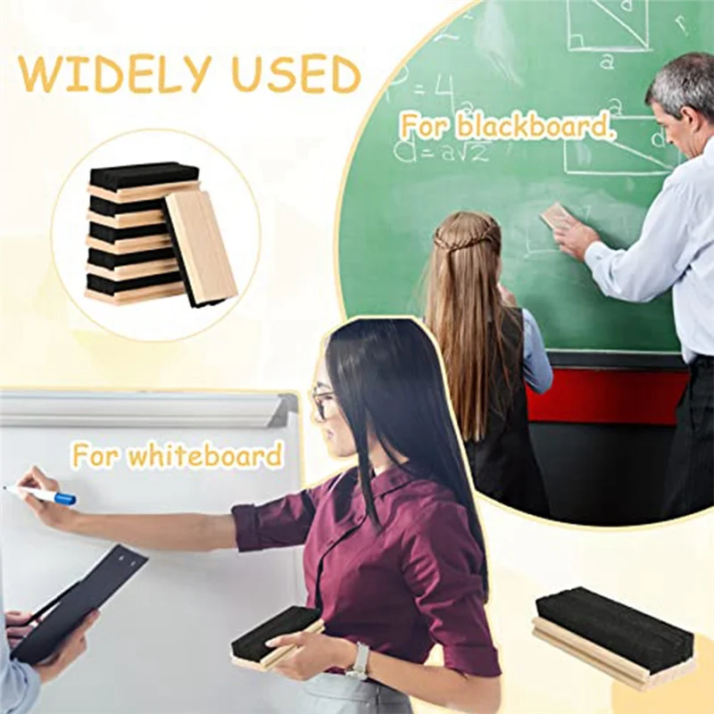 10 Pack Chalkboard Erasers Wool Felt Eraser Dustless Wood Chalk Eraser Blackboard Eraser Cleaner for Kids Teachers