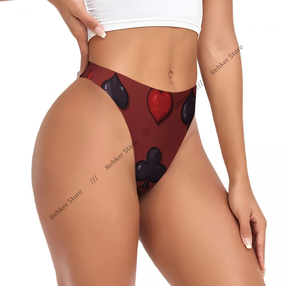 Sexy roupa interior feminina jogando cartão ternos tanga geométrica calcinha g-string