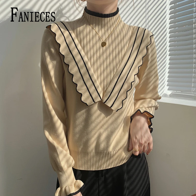 

свитер женский Women's Knitwear Autumn Turtleneck Sweater Pullover Winter Warm Knitted Tops Casual blusa de frio feminina 가을여성옷