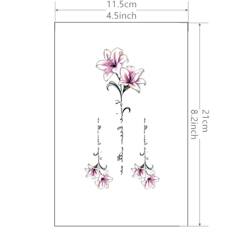 1 Sheet Peach Blossom Flower Tattoo Sticker Waterproof Lasting Temporary Tattoo