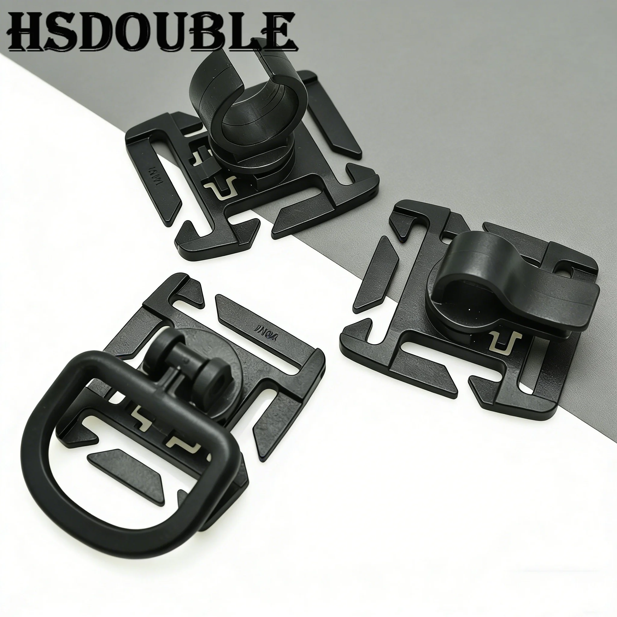 HSDOUBLE Multi-functional Plastic D-ring Clip, 360° Swivel Backpack Hook with 8 Adjustable Angles for Hiking & Camping