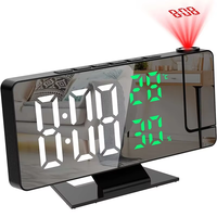 LED Digital Projection Alarm Clock Time Temperature USB Plug-in Digital Alarm Clock Snooze Bedside Desktop Clock Large Display