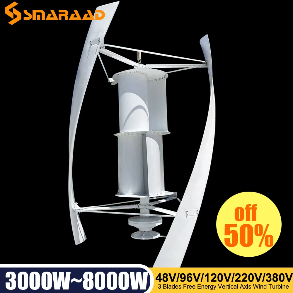 China Factory High-Power 3KW 5KW 10kw Horizontal Axis Wind Turbine Domestic 48v 96v 120v Off-Grid 220V 380V Grid-Connected Free