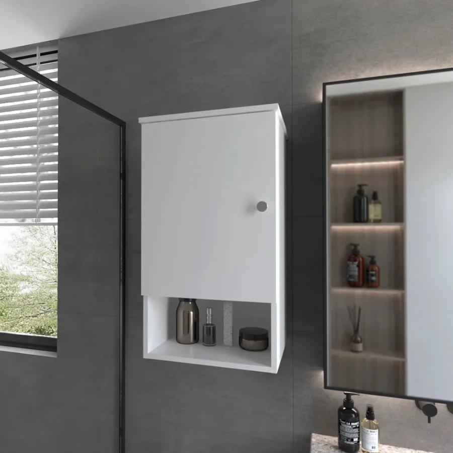 

White Medicine Cabinet with One Door