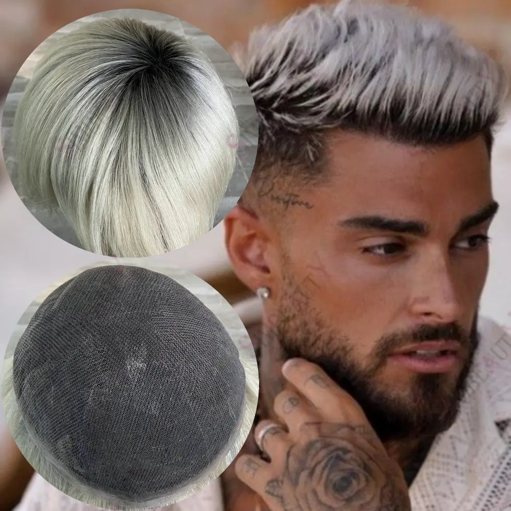 

Men's Capillary Prosthesis1BT60R color Full Swiss Lace Toupee Ultra Delicate Natural Human Hair Capillary Prosthesis System Unit