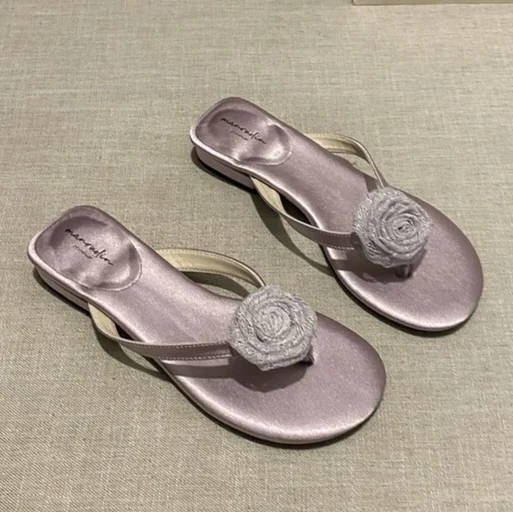 Flower Women Flats Slippers Fashion Flip Flops Summer Clip Toe Shoes Designer 2025 New Sandals Casual Slingback Woman Slides