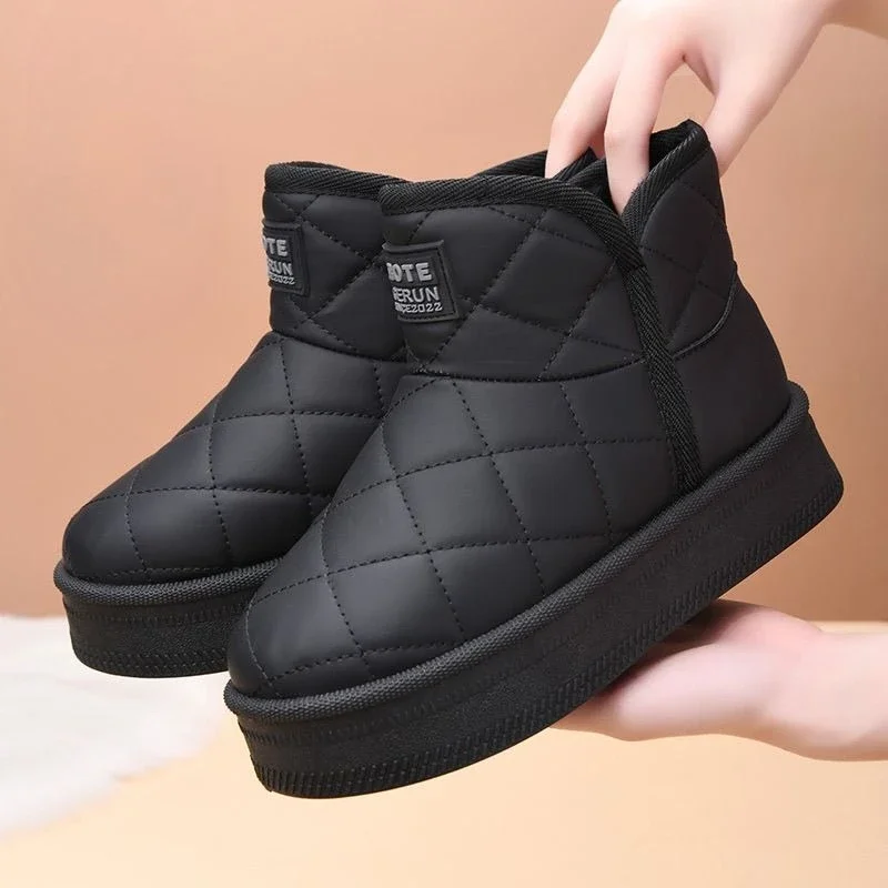 Winter Zipper Snow Boots Thick Sole Height Increasing Warm Cotton Shoes